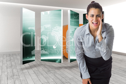 Composite image of businesswoman shouting