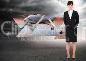 Composite image of serious businesswoman