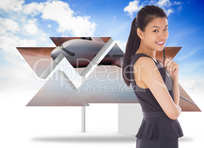 Composite image of thoughtful businesswoman