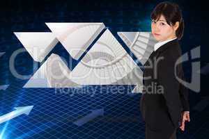 Composite image of serious businesswoman