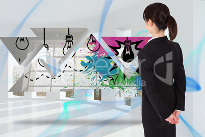 Composite image of businesswoman standing