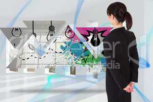 Composite image of businesswoman standing