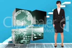 Composite image of serious businesswoman