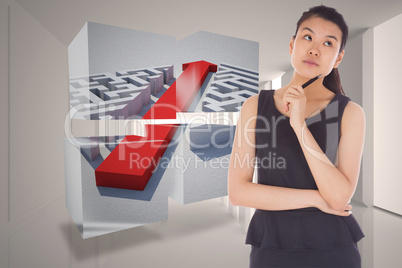 Composite image of thinking businesswoman