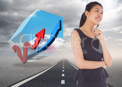 Composite image of thinking businesswoman