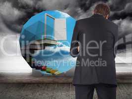 Composite image of thinking businessman