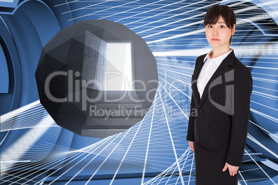 Composite image of serious businesswoman