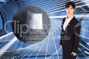 Composite image of serious businesswoman