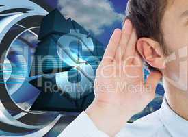 Composite image of listening businessman