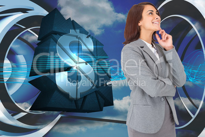 Composite image of happy businesswoman