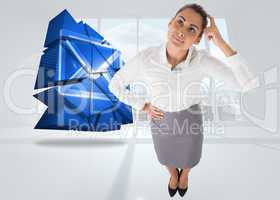 Composite image of smiling thoughtful businesswoman