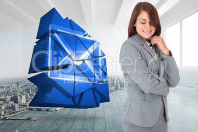 Composite image of thoughtful businesswoman