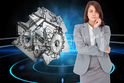 Composite image of focused businesswoman