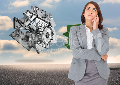 Composite image of thinking businesswoman Composite image of thinking businesswoman