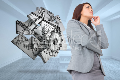 Composite image of focused businesswoman