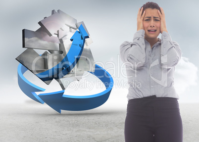 Composite image of desperate businesswoman