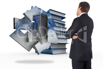 Composite image of thinking businessman