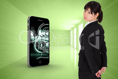 Composite image of businesswoman standing