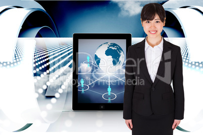 Composite image of smiling businesswoman