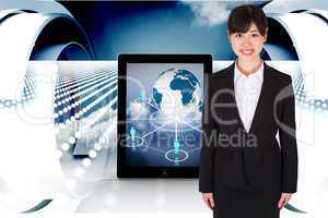 Composite image of smiling businesswoman