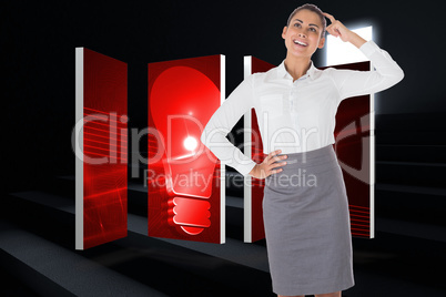 Composite image of smiling thoughtful businesswoman