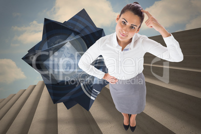 Composite image of smiling thoughtful businesswoman