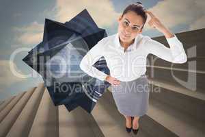 Composite image of smiling thoughtful businesswoman