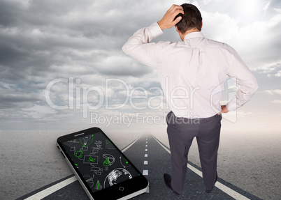 Composite image of thinking businessman scratching head Composite image of thinking businessman scratching head