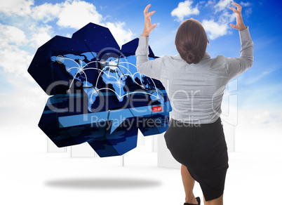 Composite image of businesswoman gesturing