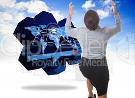 Composite image of businesswoman gesturing