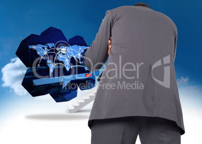 Composite image of thinking businessman