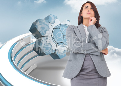 Composite image of focused businesswoman