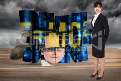 Composite image of smiling businesswoman