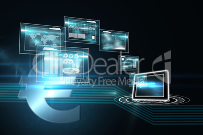 Composite image of business interfaces and tablet