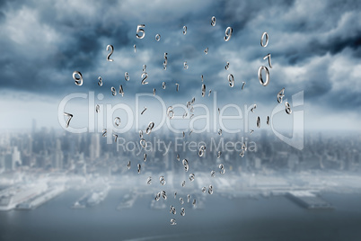 Composite image of silver numbers