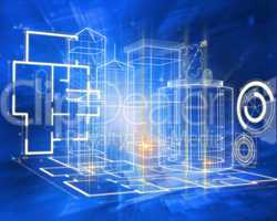 Composite image of technology interface