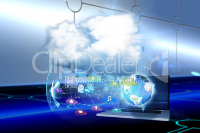 Composite image of cloud computing background