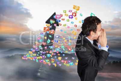 Composite image of shouting businessman