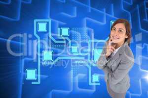 Composite image of smiling thoughtful businesswoman