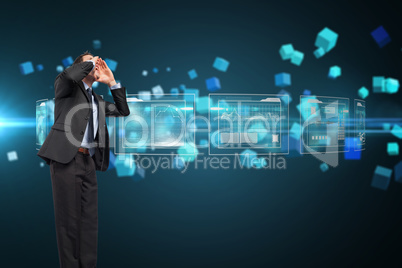 Composite image of shouting businessman