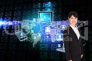 Composite image of smiling businesswoman