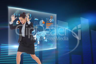 Composite image of angry businesswoman gesturing