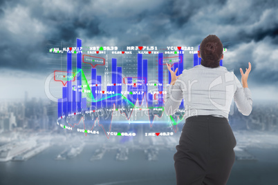 Composite image of businesswoman gesturing