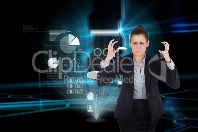 Composite image of angry businesswoman gesturing