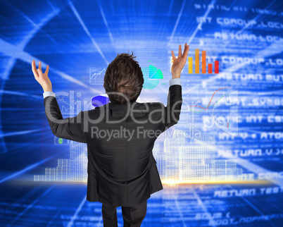 Composite image of gesturing businessman