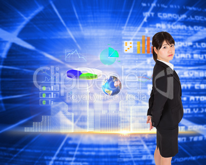 Composite image of serious businesswoman