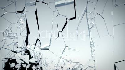Cracked and Shattered glass with slow motion. Alpha