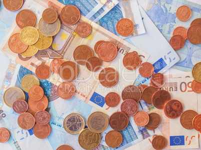 Euros coins and notes