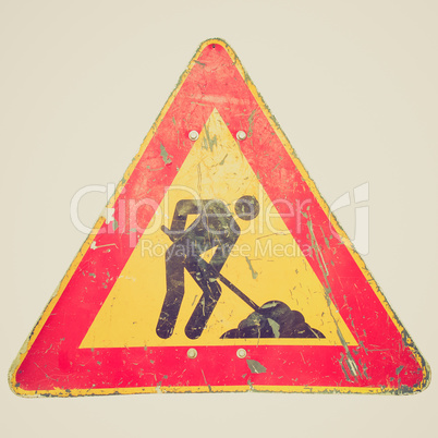 Retro look Roadworks sign