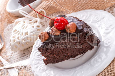 chocolate walnut cake with cherries